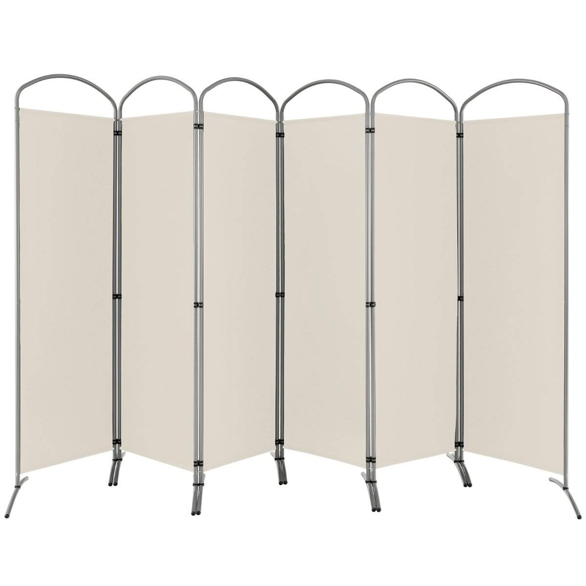 6-delt foldbar privatskærm rumdeler stof skillevæg 331 x 51 x 188 cm beige