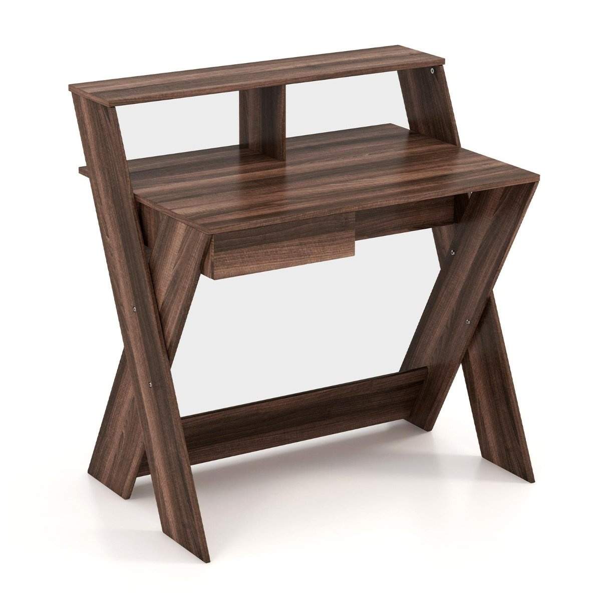 X-format datorbord med låda och bildskärmsbord i valnöt | Hälsa & Skönhet - Personvård - Vård & Rehabilitering - Hållning | Pryloteket