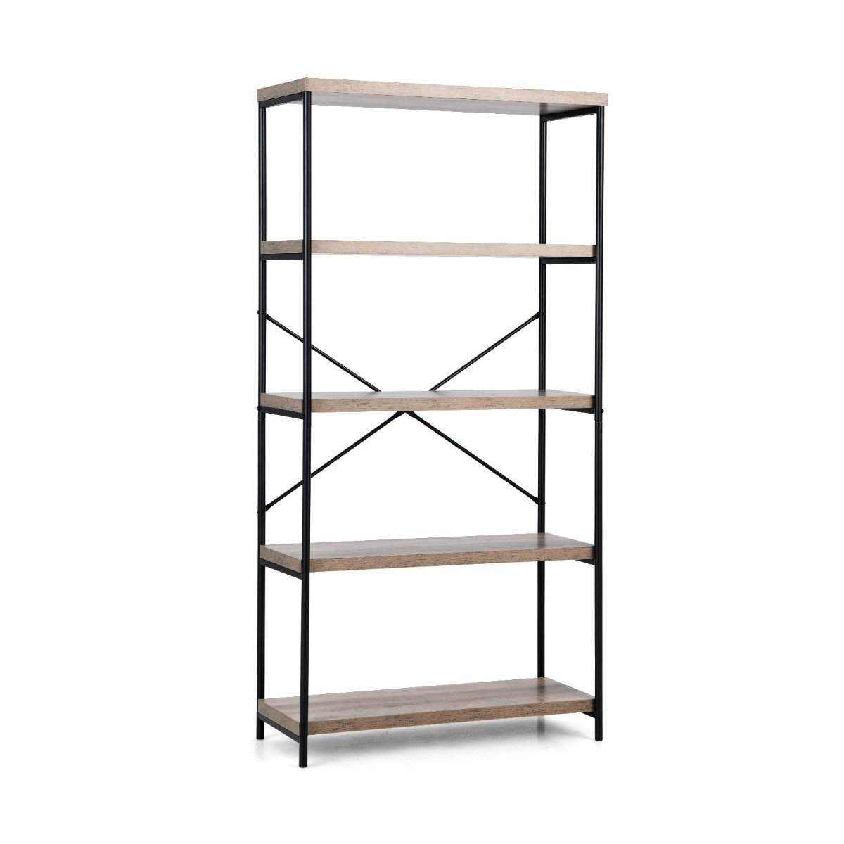 Reol med 5 niveauer & metalramme & industrielt design stående hylde kontorhylde grå