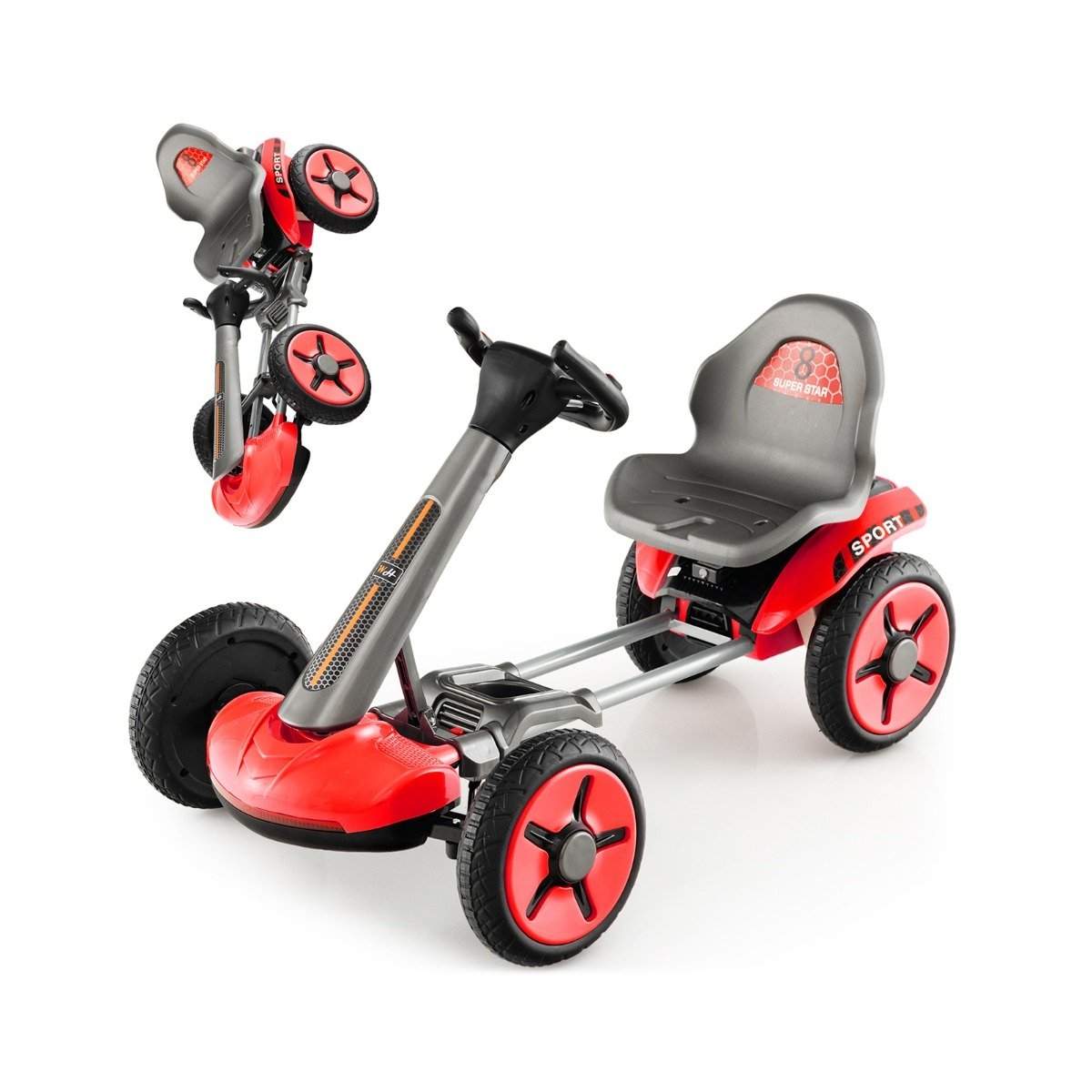 12V elektrisk gokart för barn med LED & 2-vägs justerbar ratt & stolsbelysning röd | Leksaker & Spel - Leksaker - Rittillbehör & Pyssel - Klistermärken | Pryloteket