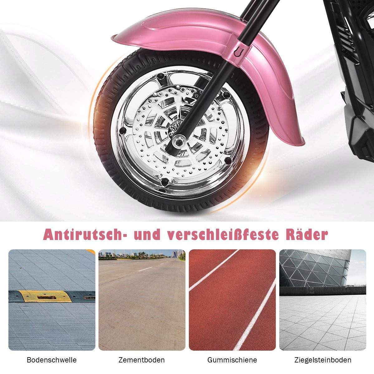 6 V elektrisk motorcykel batteridrevet motorcykel med musik 91 x 48 x 64 cm Pink