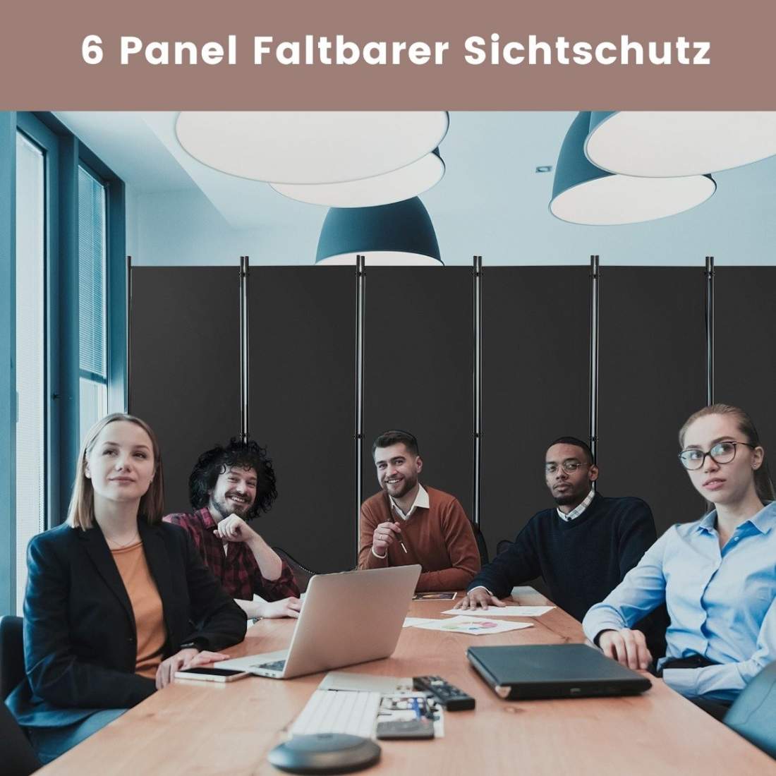 6-delad hopfällbar rumsavdelare 172 cm hög sekretessskärm med låsbara hjul Grå | Hem & Hobby - Hem & Hushåll - Sovrum | Pryloteket