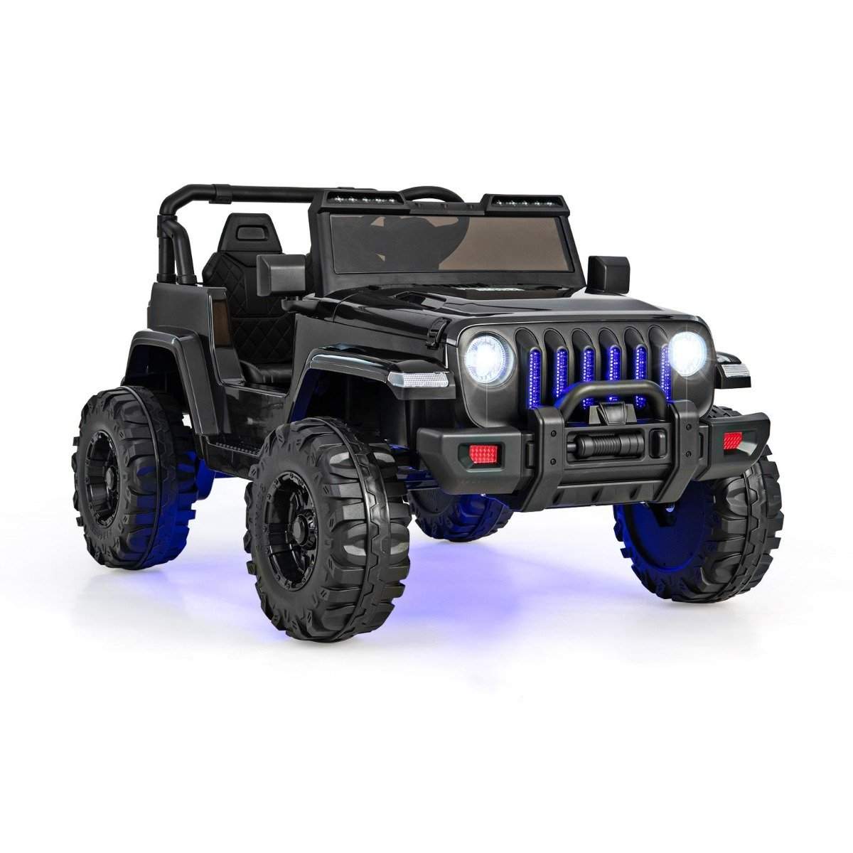 12V børne 2 pers elbil med fjernbetjening & horn & forlygte sort