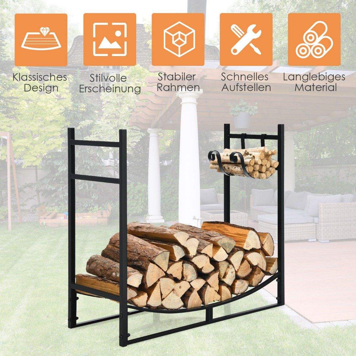 Robust eldstadshylla vedställ med avtagbar tändhållare 84 x 33 x 76 cm svart | Elektronik - Tillbehör Mobil & Surfplatta - Mobiltillbehör - Mobilkablar - Tillbehör | Pryloteket