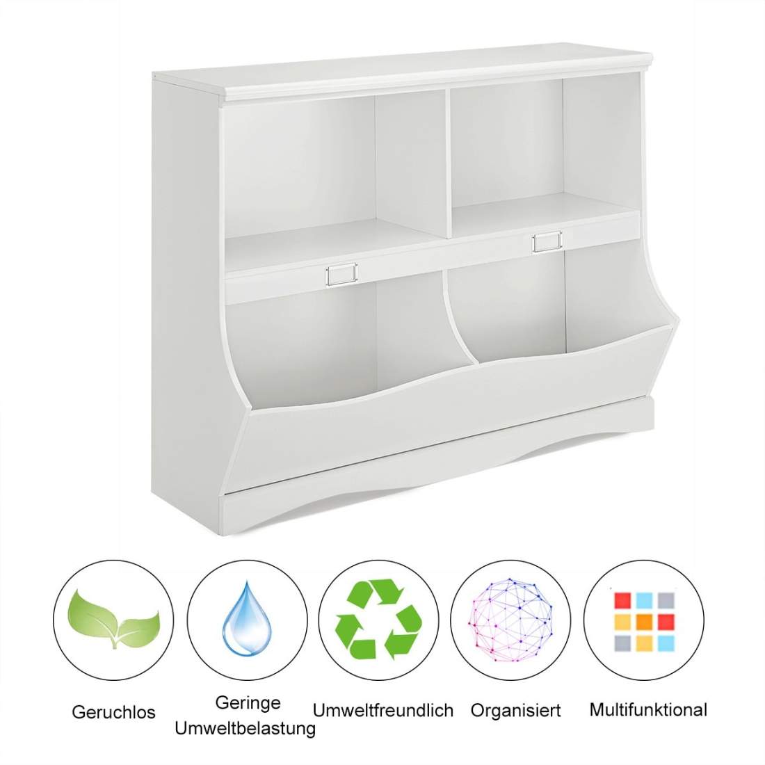 Förvaringshylla med behållare leksakshylla för barn 105,5 x 39,5 x 84 cm vit | Leksaker & Spel - Leksaker | Pryloteket