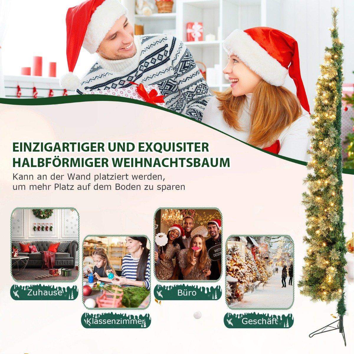 210cm Pre-Lit Halvt Træ Juletræ Halvt kunstigt træ