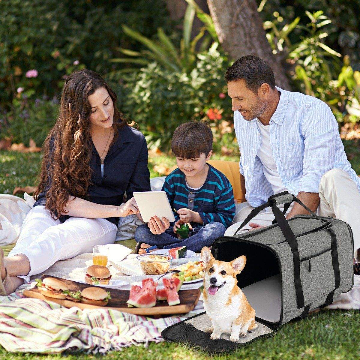 Mobil transportlåda med teleskophandtag & hjul & liten väska för katter, hundar, grå | Hem & Hobby - Husdjur | Pryloteket