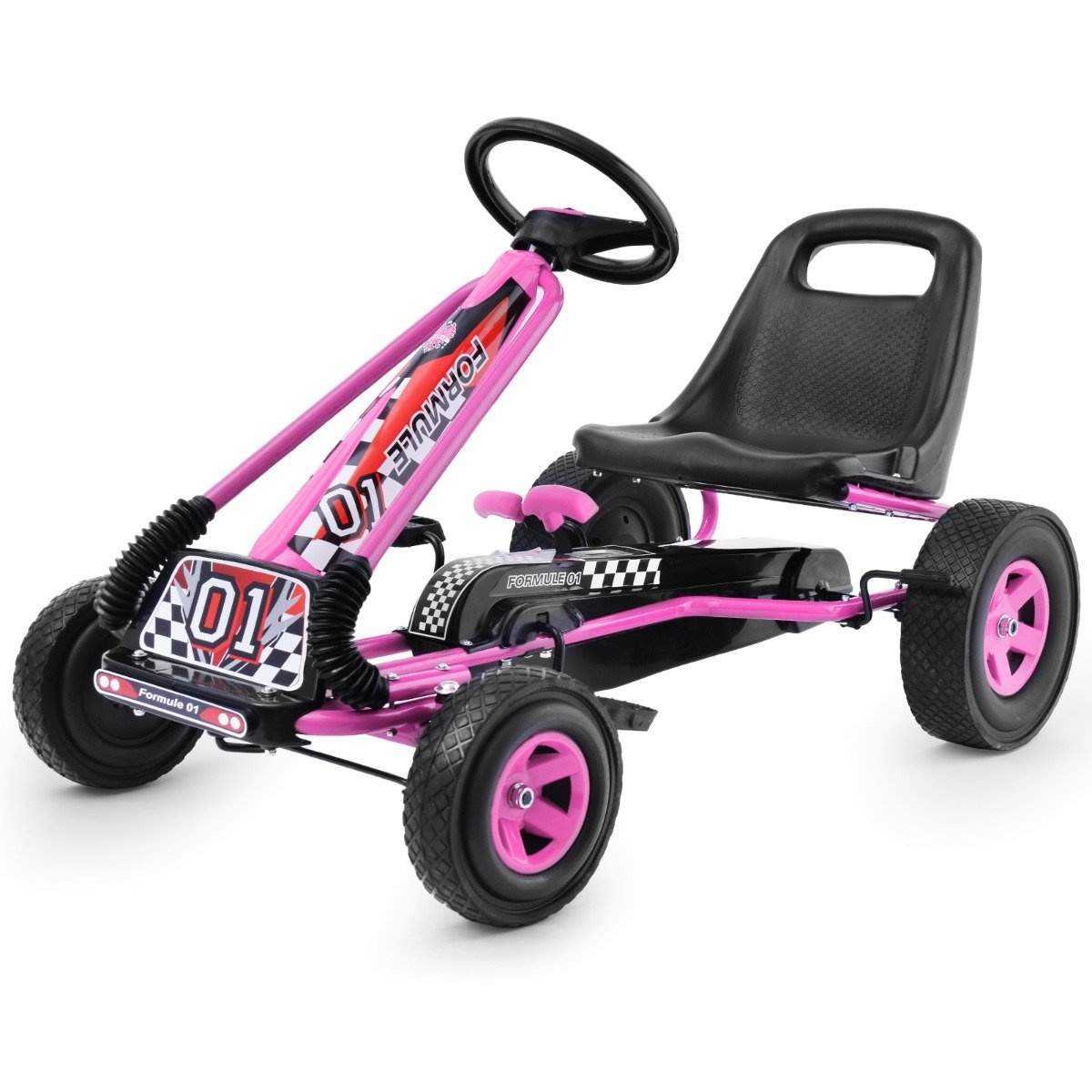 Pedal gokart pedalbetjent ride-on bil børne bil pedal køretøj 98 x 59 x 61 cm pink