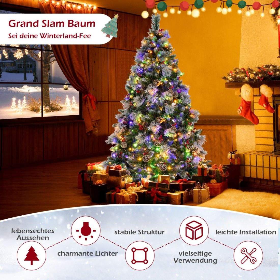 Ø110 x 185 cm Upplyst julgran med barr grön + vit | Elektronik - Tillbehör Mobil & Surfplatta - Surfplatta Tillbehör - Stativ | Pryloteket