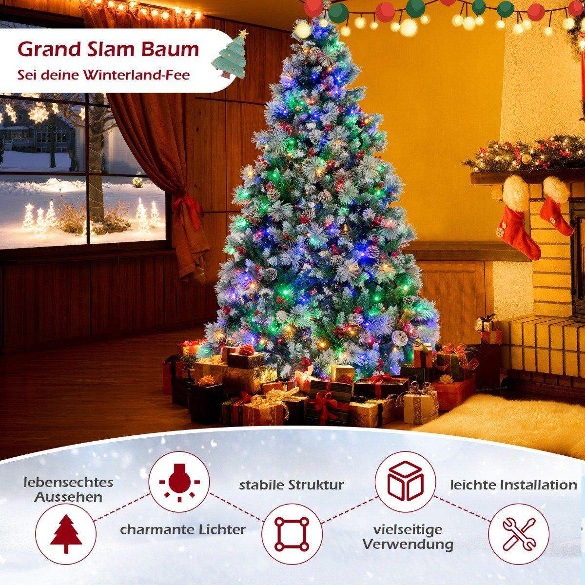 Ø125 x 215 cm Juletræ med LED lys Juletræ med bær grønne + hvide