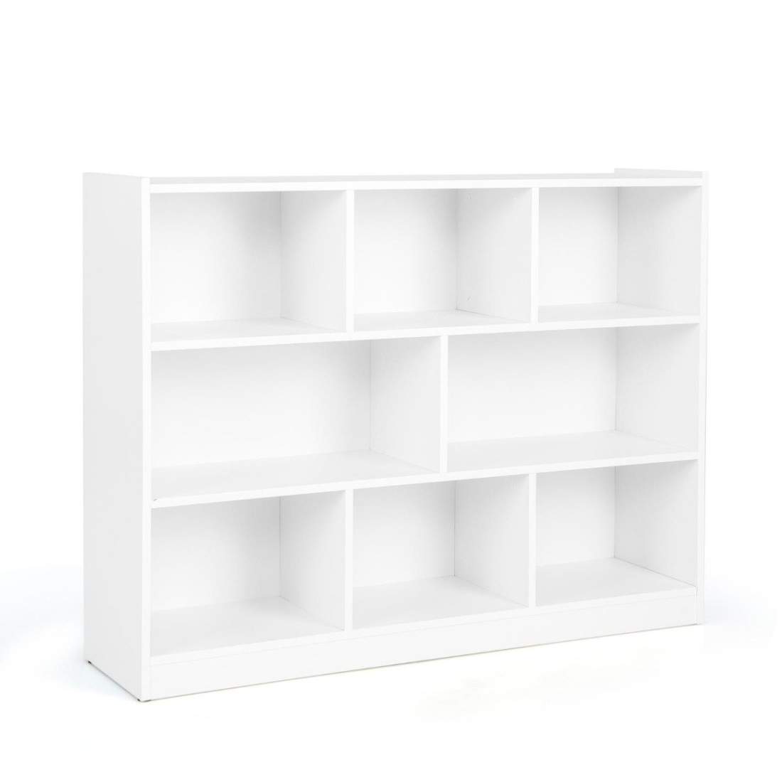 Bokhylla med 8 fack, 3-vånings stående hylla för vardagsrum, 122 x 32 x 93 cm, vit | Elektronik - Tillbehör Mobil & Surfplatta - Mobiltillbehör - Mobilkablar - Tillbehör | Pryloteket