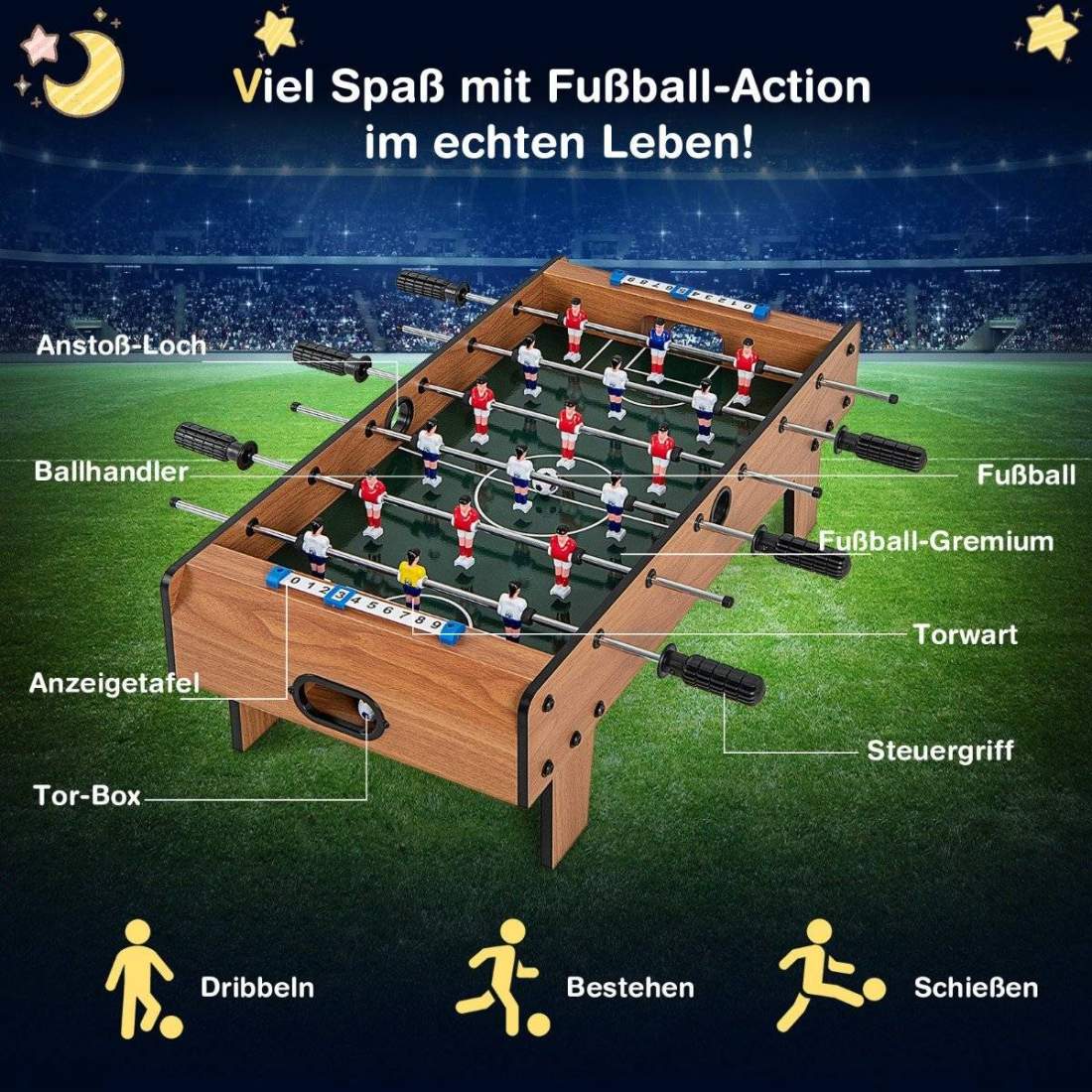 Rumsstort fotbollsbord Platsbesparande fotbollsbord med robust handtag 69 x 36 x 24 cm natur | Elektronik - Tillbehör Mobil & Surfplatta - Mobiltillbehör - Mobilkablar - Tillbehör | Pryloteket