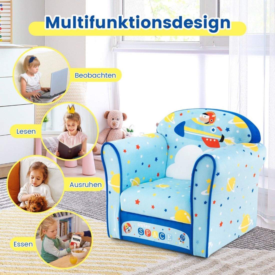 Barnsoffa Småbarn stoppade armstöd Stol med massiv träram 50 x 40 x 44 cm (rymdskepp) | Elektronik - Tillbehör Mobil & Surfplatta - Skärmskydd - LG | Pryloteket