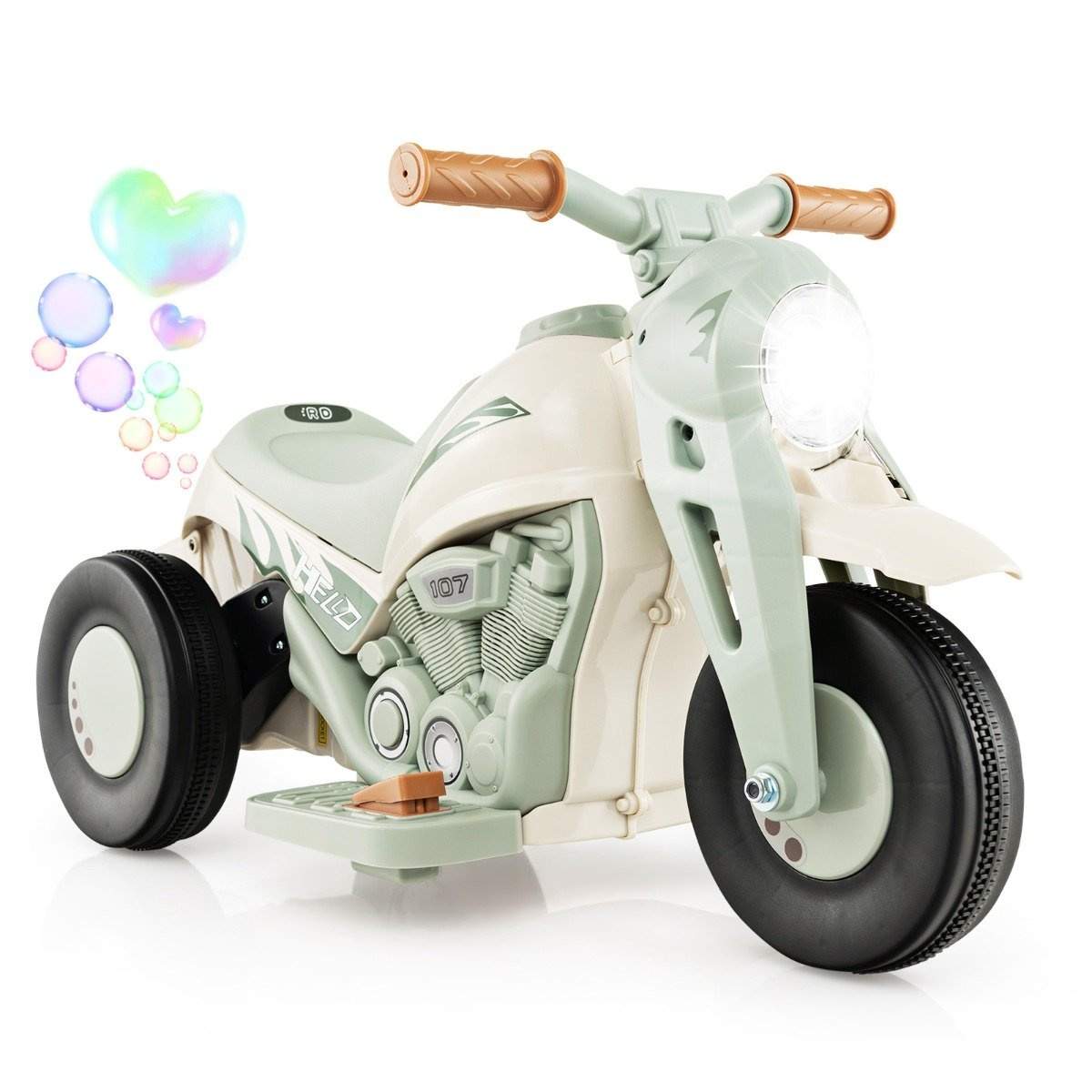 Børnemotorcykel med boblemaskine & musik & LED-forlygter børnemotorcykel beige