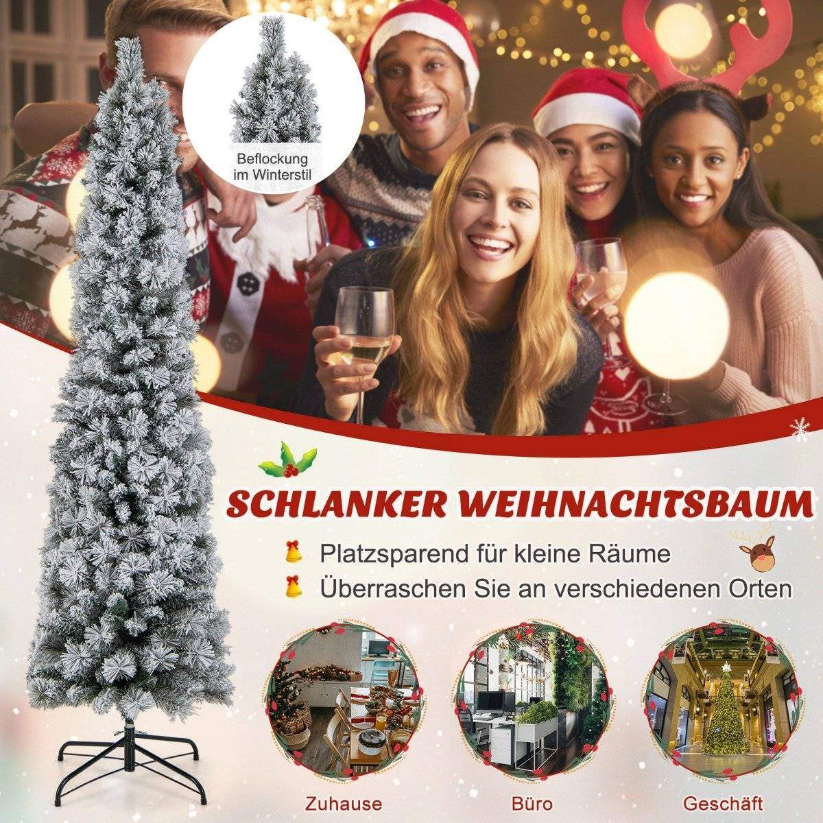 180 cm juletræ Snedækket juletræ med 150 varme hvide lys