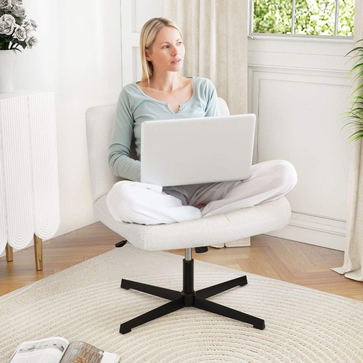 Kontorsstol med lammsimitation & bred sits & vippfunktion Höjdjusterbar skrivbordsstol beige | Mode & Accessoarer - Smycken, Smyckesset & Tillbehör - Ringar | Pryloteket