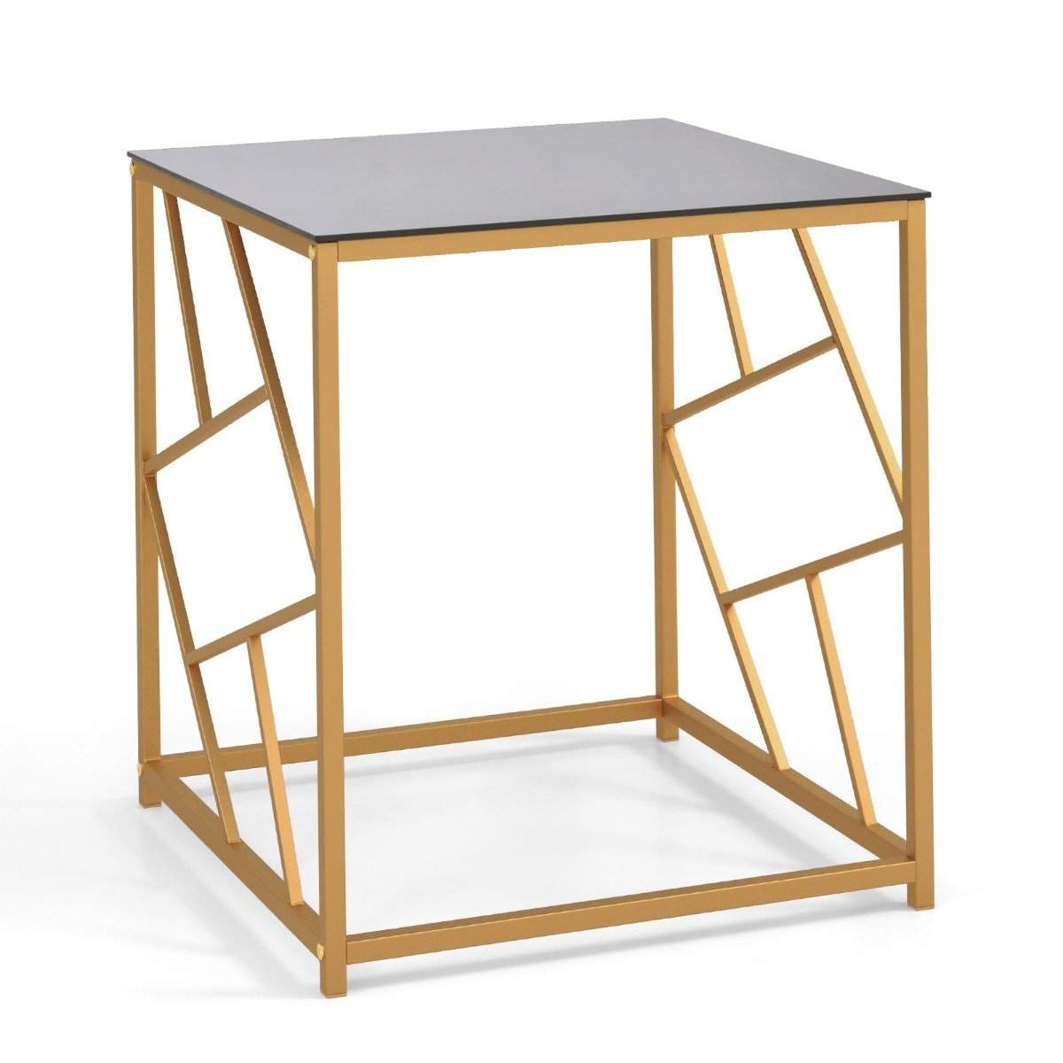 Sidebord med hærdet glasplade & metalstel Moderne sofabord 50 x 50 x 55 cm