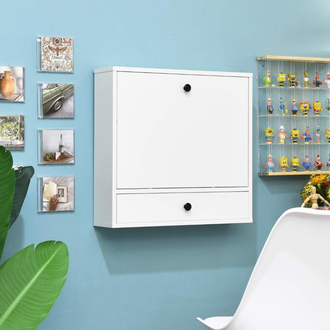 Väggfällbart bord med förvaringsfack och lådfällbart bord för små rum vitt | Hem & Hobby - Hem & Hushåll - Sovrum | Pryloteket