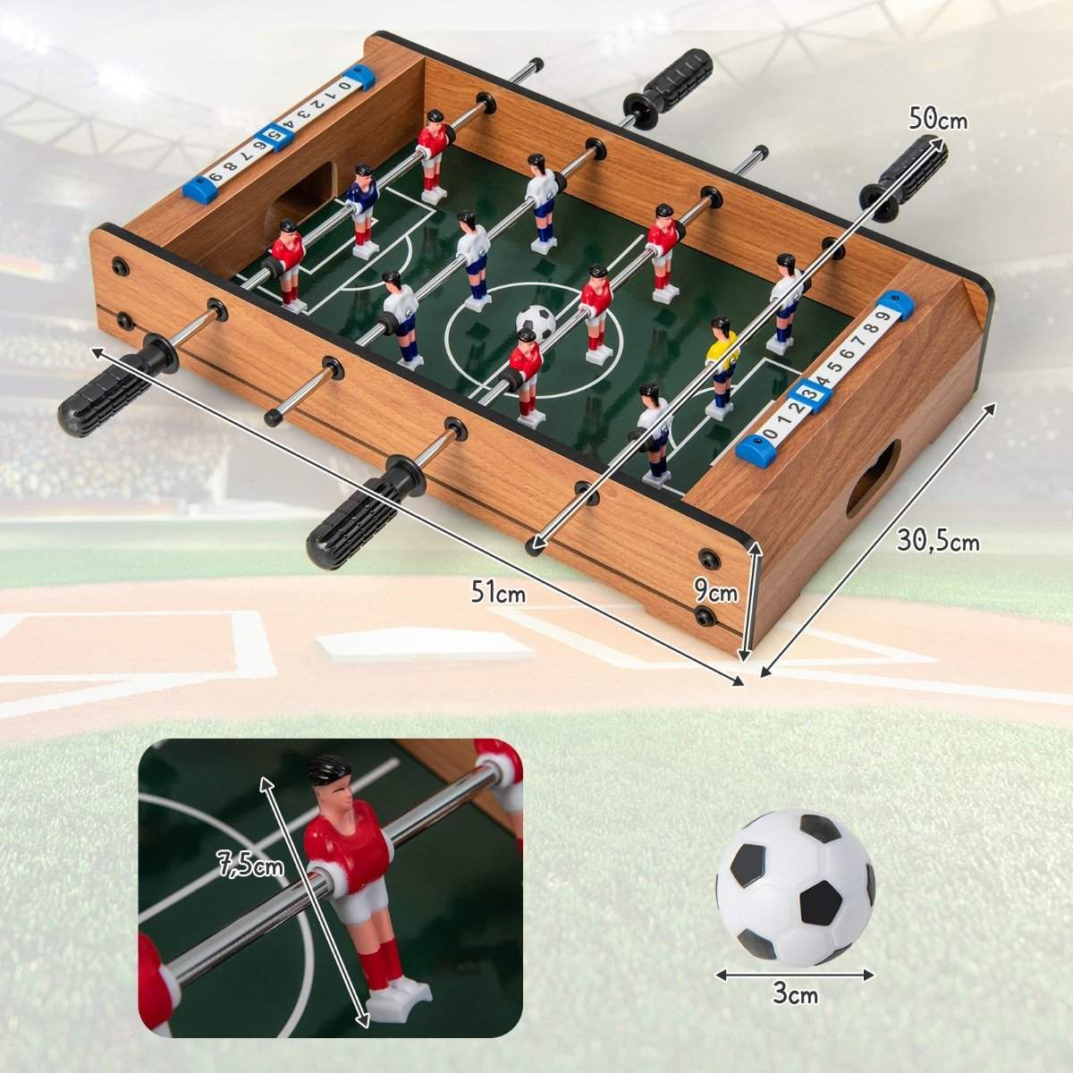 Minifotbollsbord för 2 spelare, platsbesparande fotbollsbord med robust handtag, 51 x 30,5 x 9 cm, natur | Elektronik - Tillbehör Mobil & Surfplatta - Mobiltillbehör - Mobilkablar - Tillbehör | Pryloteket