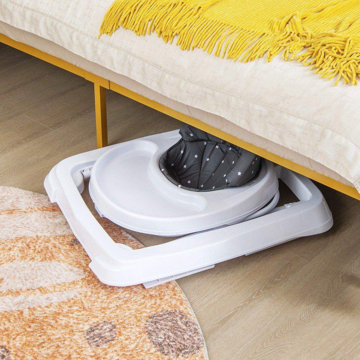 Sammenklappelig gåstol med hjul, højdejusterbar i 3 niveauer og aftagelig blød sædehynde, grå