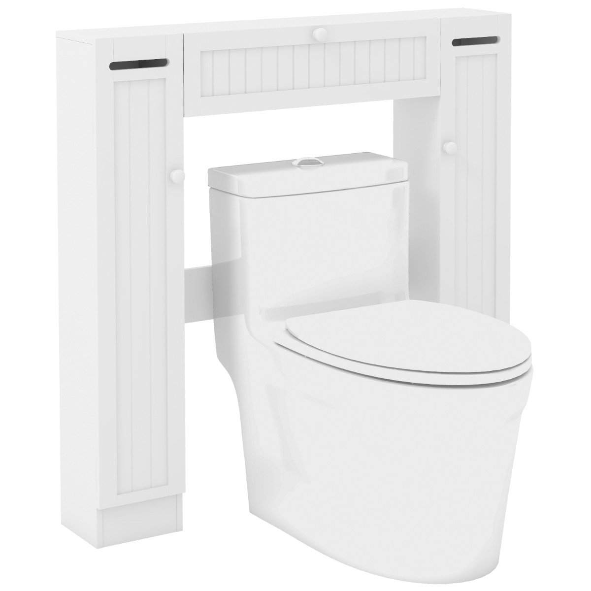 Toiletskab med toiletpapirholder badeværelse overmonteret skab toiletstand hvid