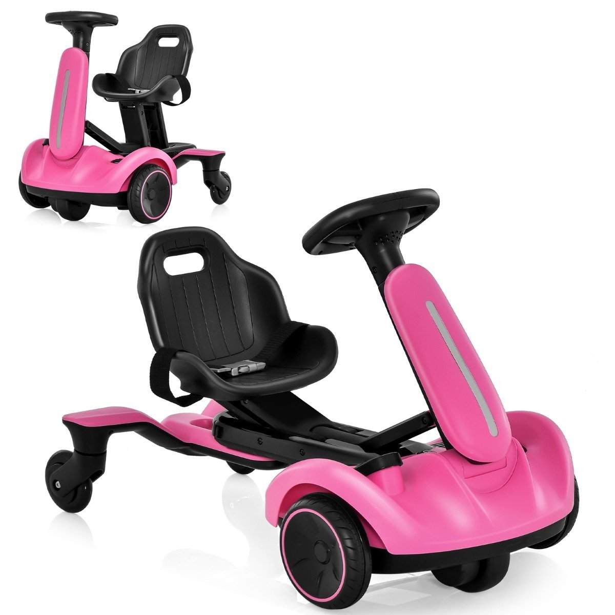 6V Gokart Elektrisk Drift Car til Børn Elektrisk Gokart med 2-vejs justerbart sæde Pink