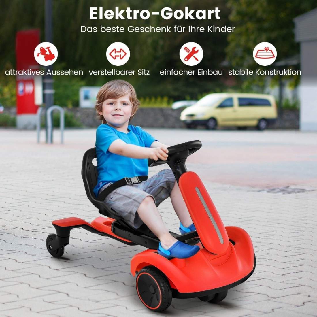 6V gokart elektrisk driftbil för barn elektrisk gokart med 2-vägs justerbar stol röd | Elektronik - Speltillbehör - Nintendo - Nintendo Switch - Laddare | Pryloteket
