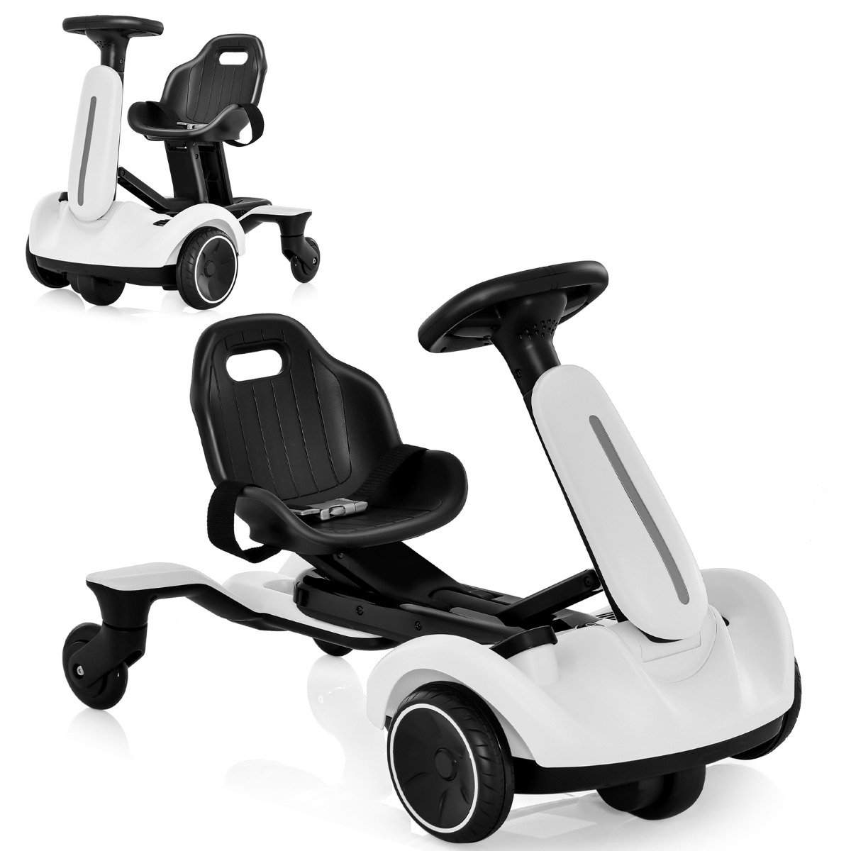 6V gokart elektrisk driftbil til børn elektrisk gokart med 2-vejs justerbart sæde hvid