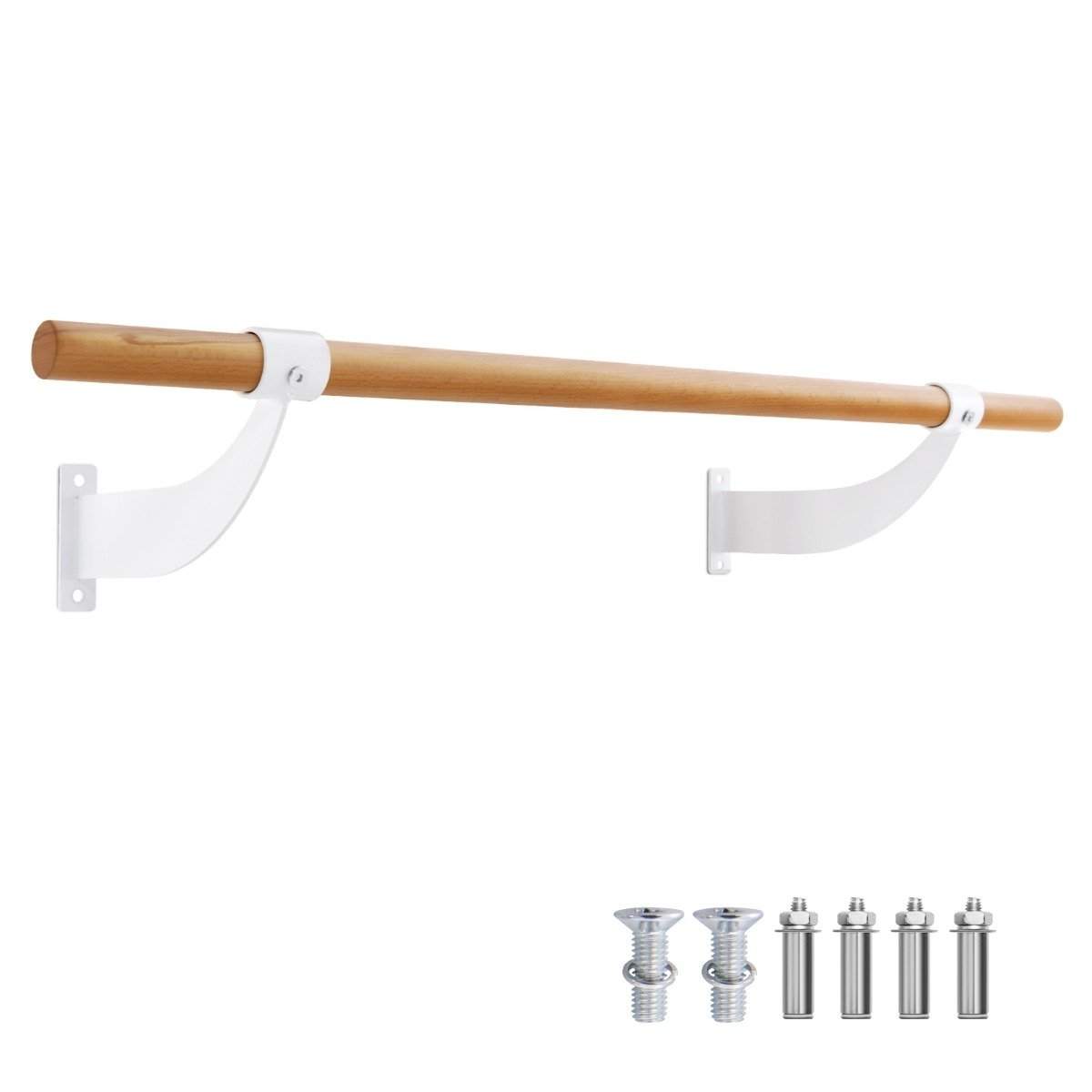 120 cm lang balletstang i træ inklusive væg-afstand vægmontering dansebar naturlig