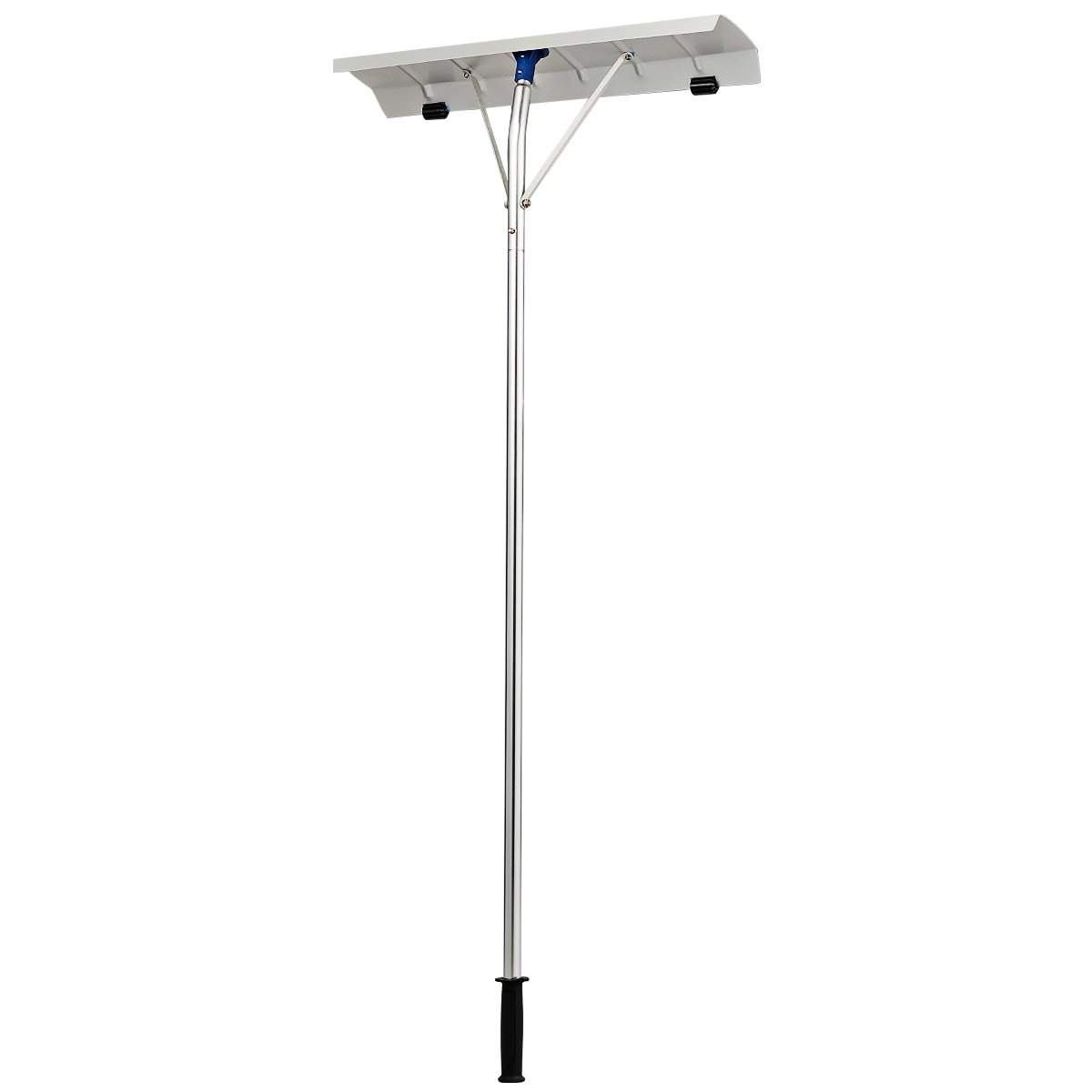 160 - 610 cm tagsnerydder lavet af aluminium + TPE med hjul og udtrækkeligt håndtag sneskovl sølv