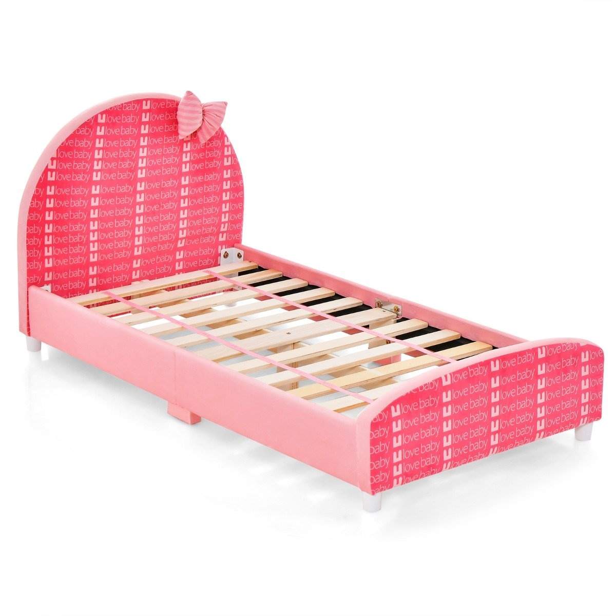 140 x 70 cm barnsäng med mjuk sänggavel och fotgavel spjälsäng babysäng rosa rosett | Hem & Hobby - Hem & Hushåll - Sovrum | Pryloteket