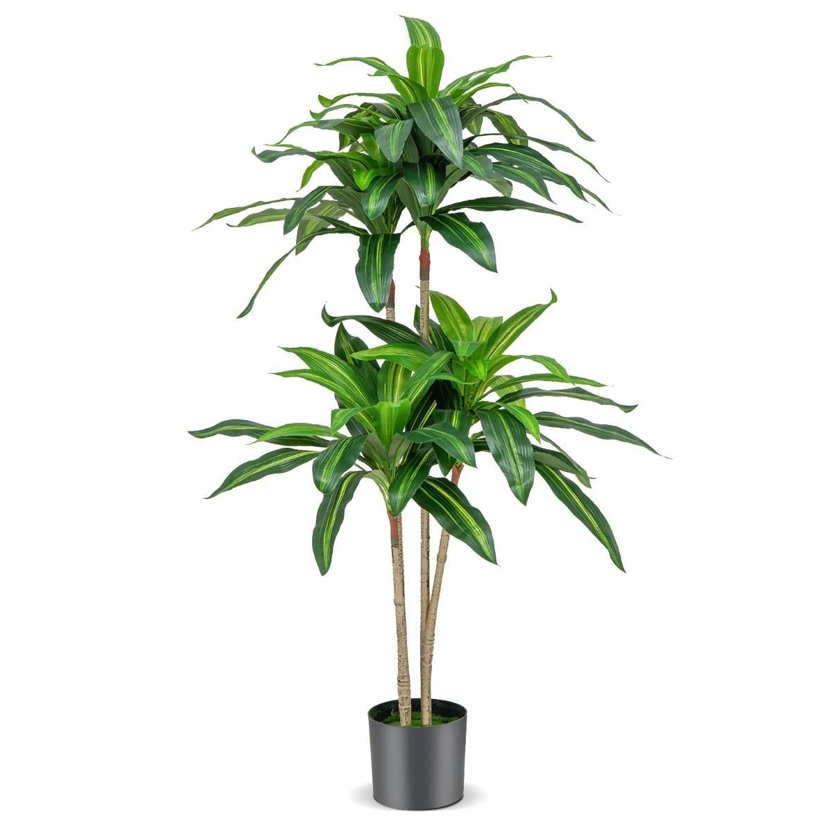 140 cm kunstig plante Dracena med potte og 92 blade kunstig plante kunstig træ palmegrøn