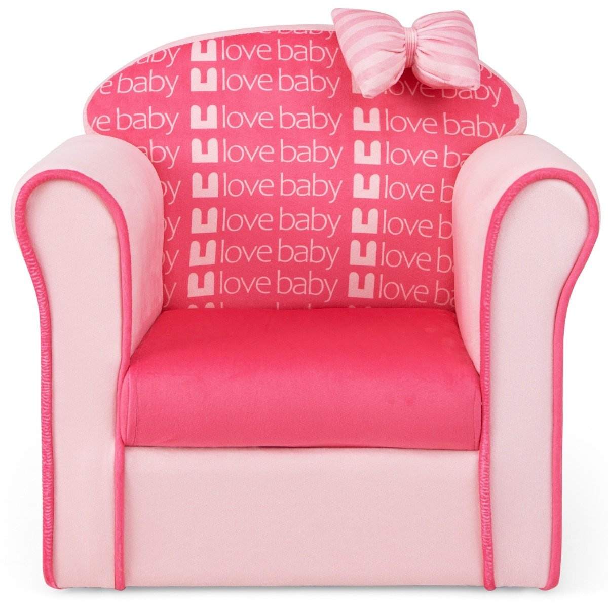 Børnelænestol med ryglæn & armlæn & søde mønstre & skumbørnesofa pink