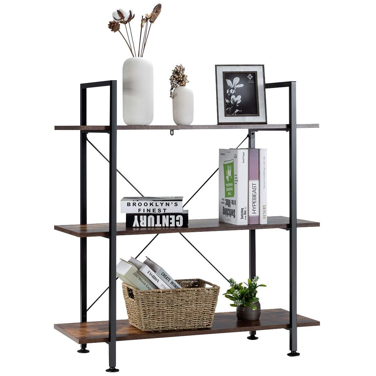 3-etagers plante- og blomsterstativ reol med metalramme Multifunktions displaystativ med anti-tip