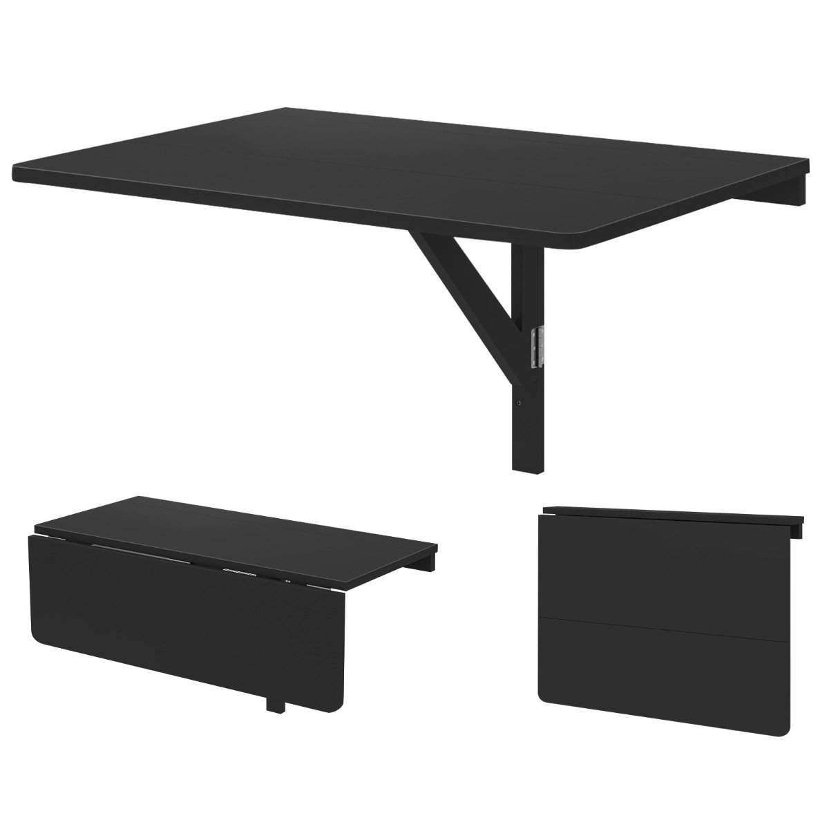 Vægmonteret Foldebord Pladsbesparende Køkkenbord Foldevægbord 80 x 60 cm Sort