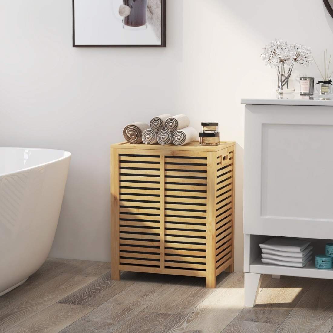 80L tvättkorg med lock och avtagbar tvättbar tvättpåse bambu tvättkorg | Elektronik - Tillbehör Mobil & Surfplatta - Mobiltillbehör - Mobilkablar - Tillbehör | Pryloteket