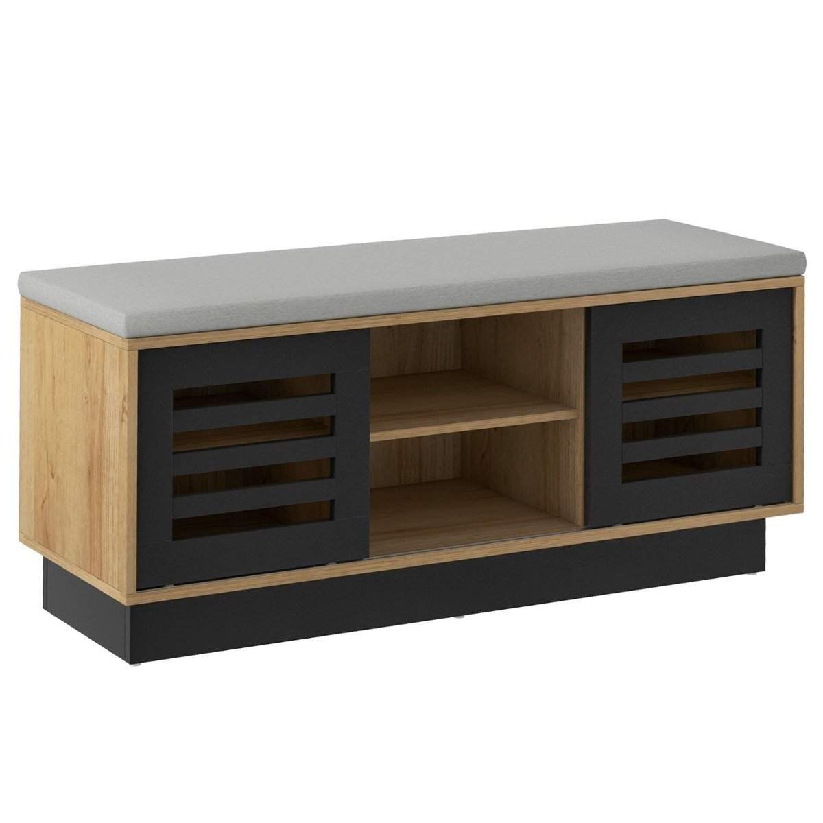 2 i 1 bænk & skohylde med 6 rum & 3 justerbare hylder 99,5 x 34,5 x 46 cm natur