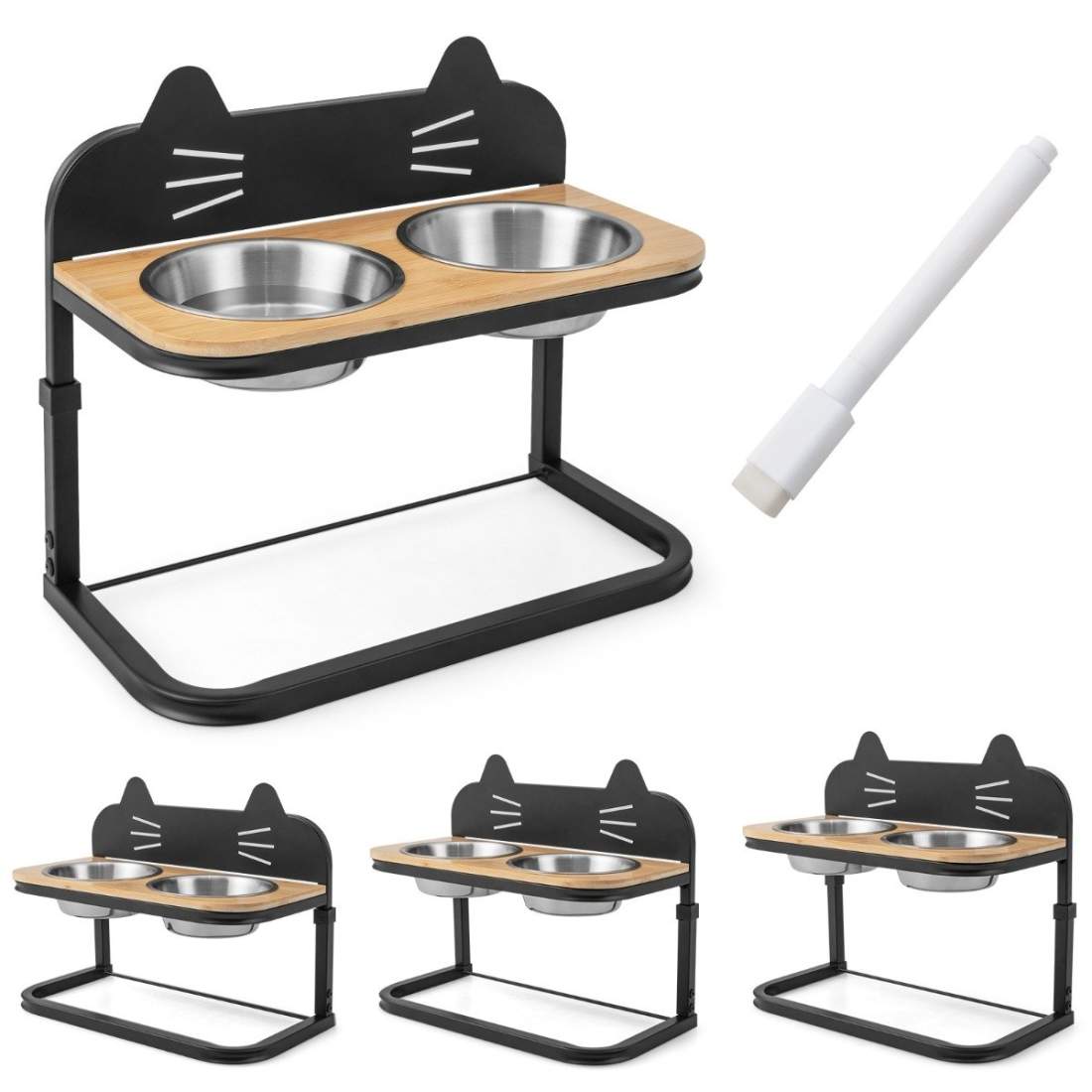 Förhöjd matningsstation för katter och små till medelstora hundar 3-vägs höjdjusterbart skålställ | Hälsa & Skönhet - Personvård - Vård & Rehabilitering - Hållning | Pryloteket