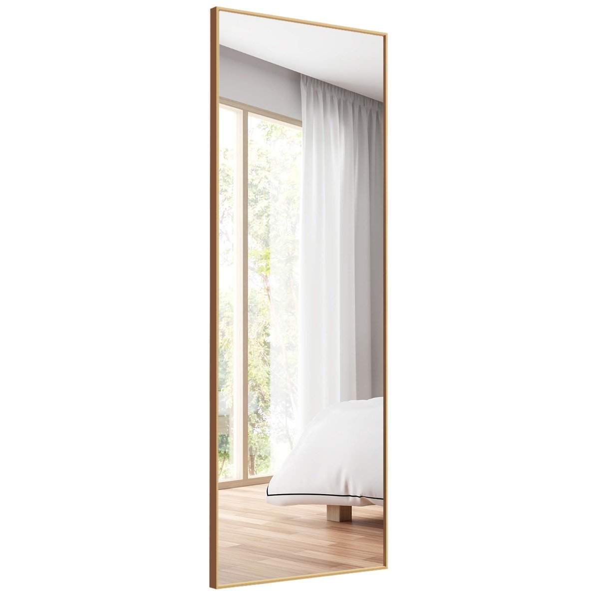 56 x 150 cm HD fuldlængde spejl til hængende eller hældende vægspejl guld