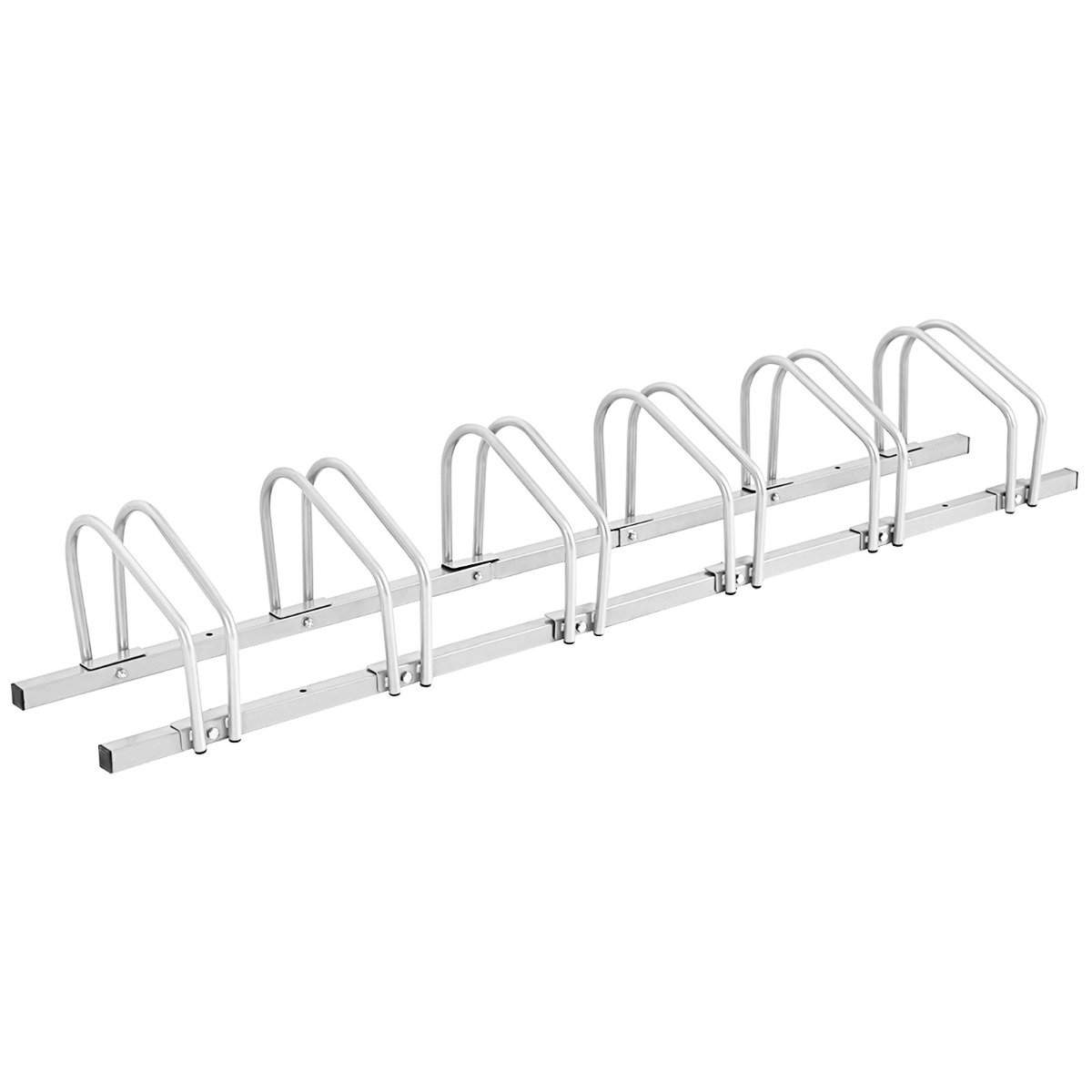 Cykelstativ til 6 cykler, multistander, stålgulvstativ, stativ, sølv