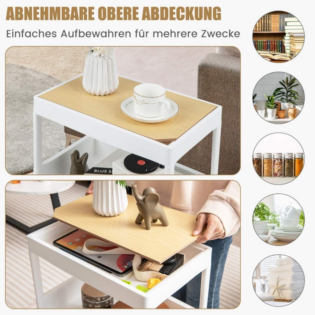 3-vånings serveringsvagn med hjul och avtagbar bricka | Hem & Hobby - Hem & Hushåll - Kök - Köksförvaring | Pryloteket