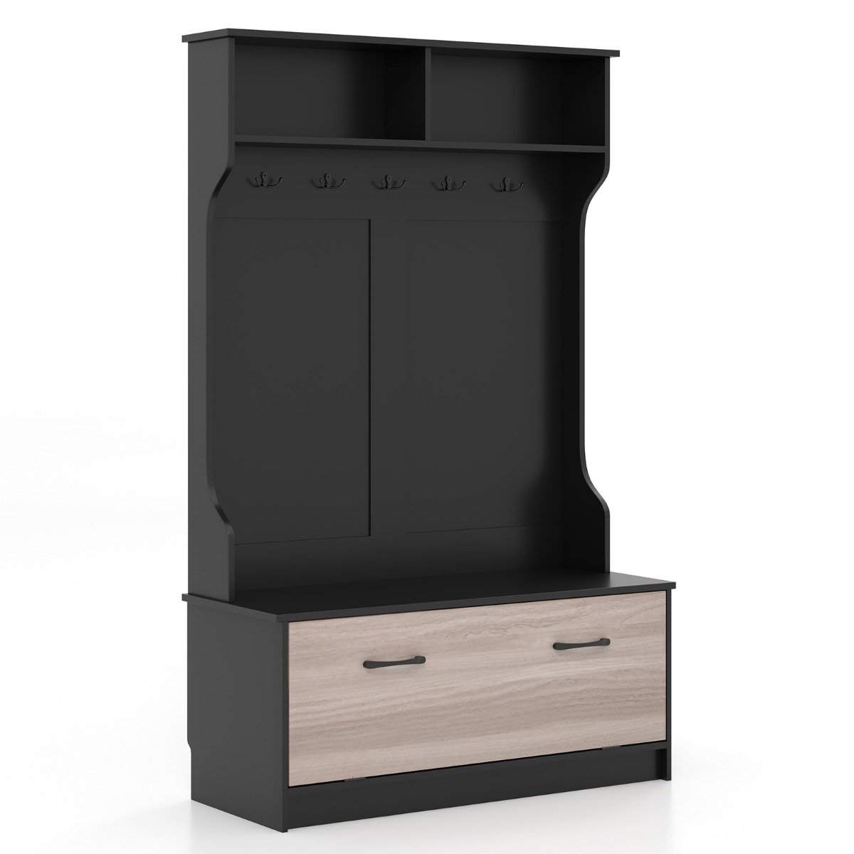 Knageholder med bænk & 5 dobbeltkrog knagerække entre knagerække 100 x 40 x 160 cm sort