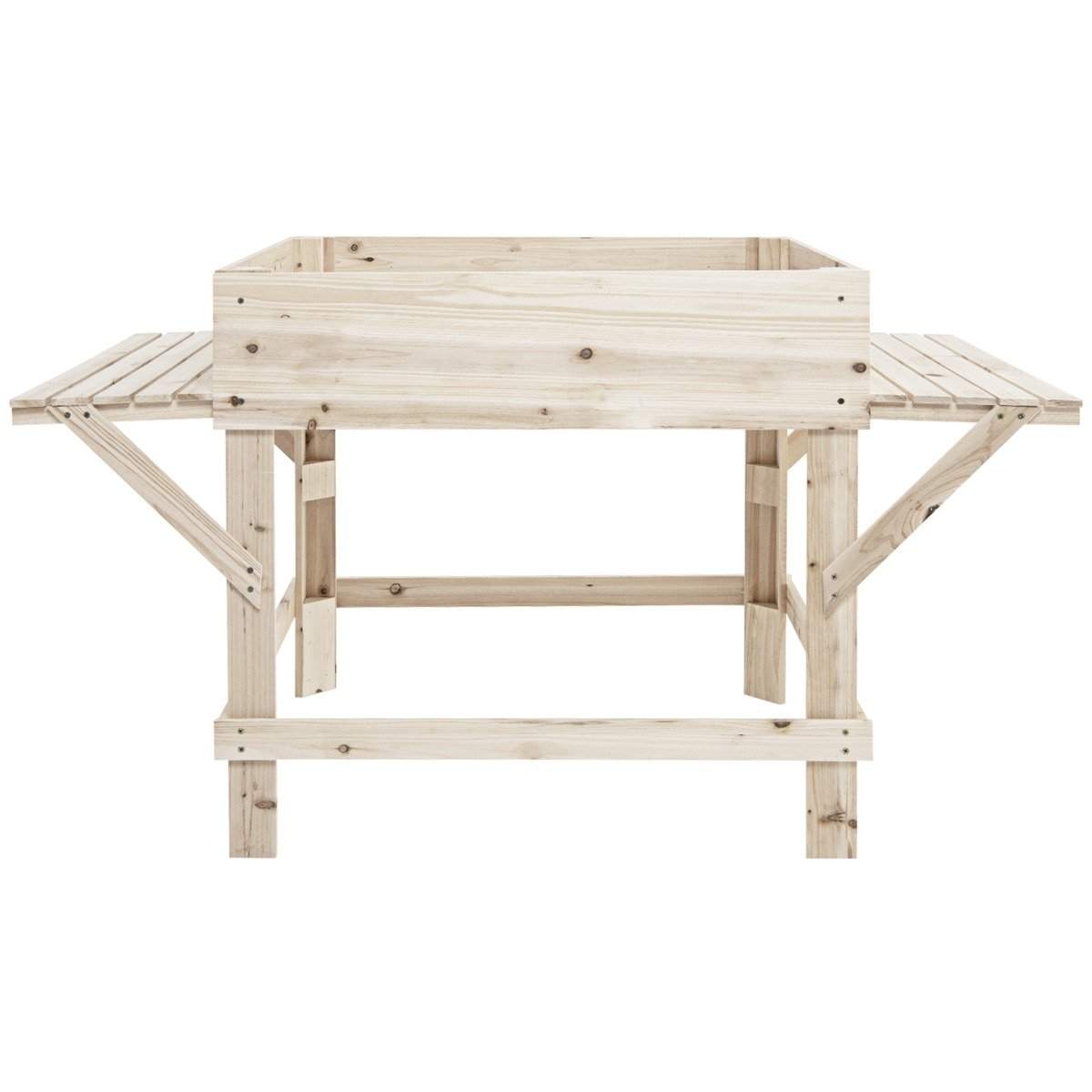 Højbed med 2 sidehylder plantekrukke træ plantekasse blomsterbed urtebed plantetrug naturlig