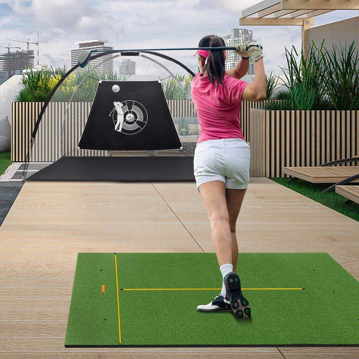 Golfslagmåtte 2 gummi-tees & 2 justeringsstænger & 6 tee-positioner 152 x 117 cm tykkelse 32 mm