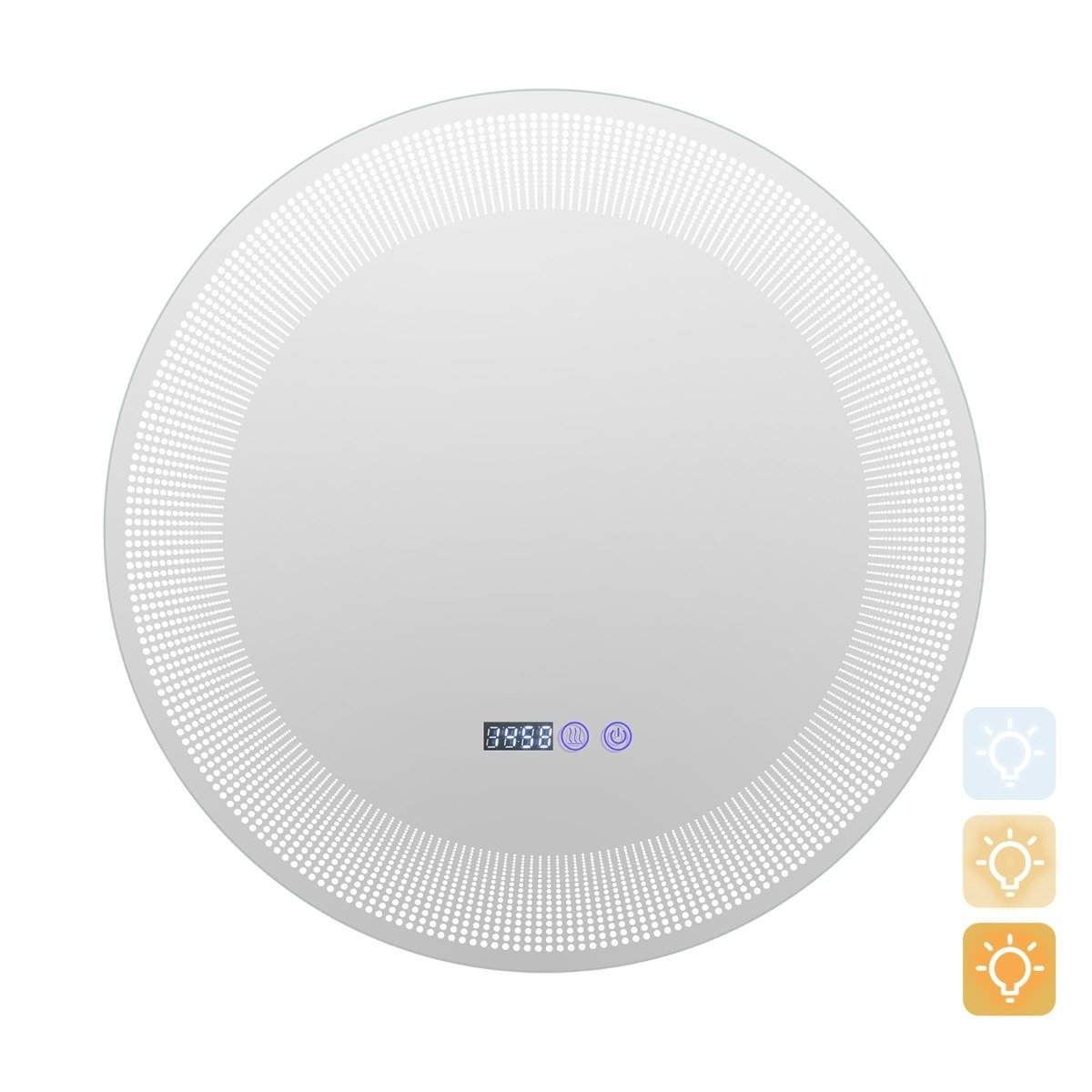 Ø 60 cm LED badeværelsesspejl med 3-farve lys & touch switch kosmetikspejl