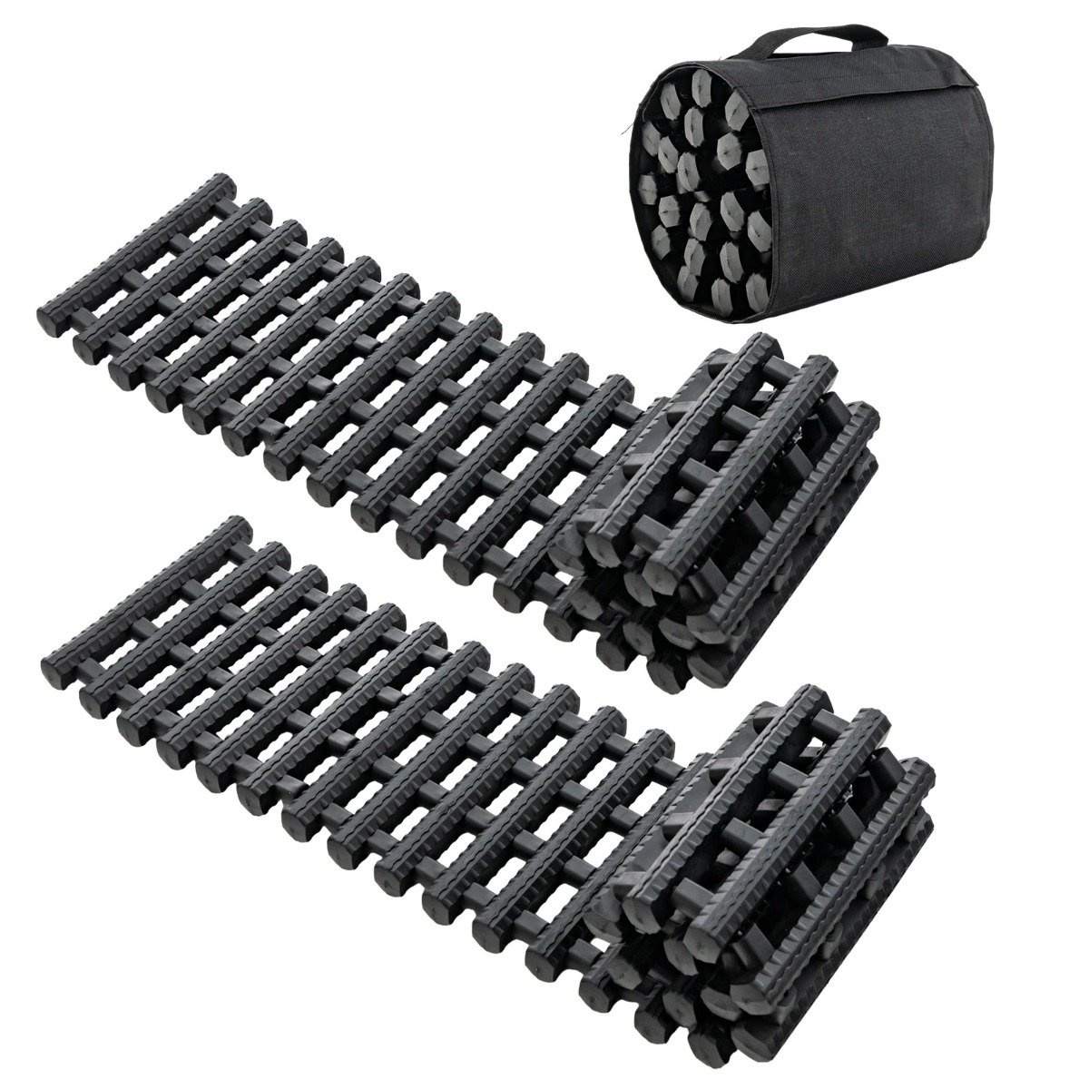 2-pak dæktrækmåtter med pose nødtrækshjælp Sort 82 x 21 x 2,8 cm