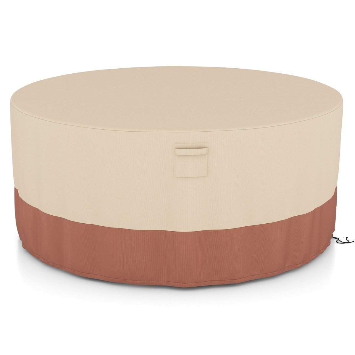 Ø 183 cm Rundt havemøbelbetræk med ventilationsslidser & spænder & snore beige