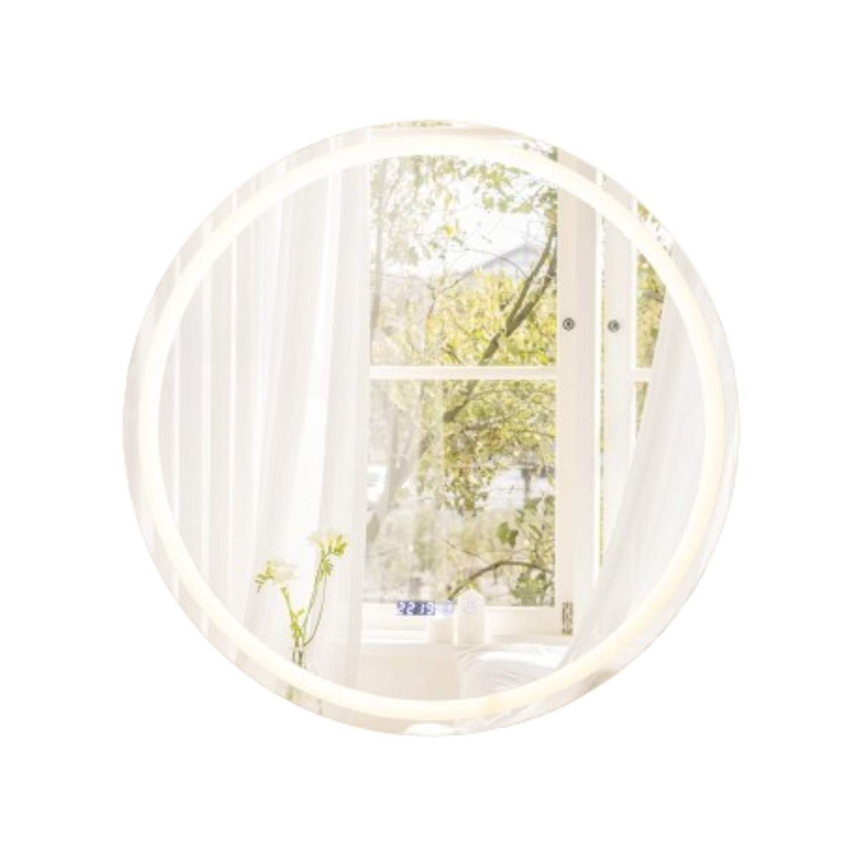 Rund badrumsspegel med anti-dim spegelvärme och display dimbar LED-spegel | Sport & Fritid - Friluftsliv & Camping - Belysning | Pryloteket
