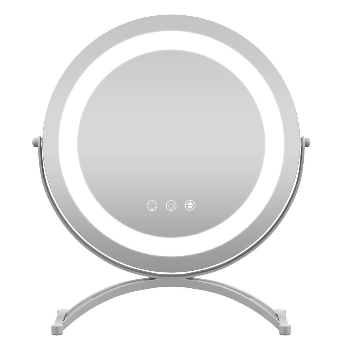 Kosmetikspejl med 30 cm diameter & lysende 3-farvet dæmpbart LED-spejl hvidt