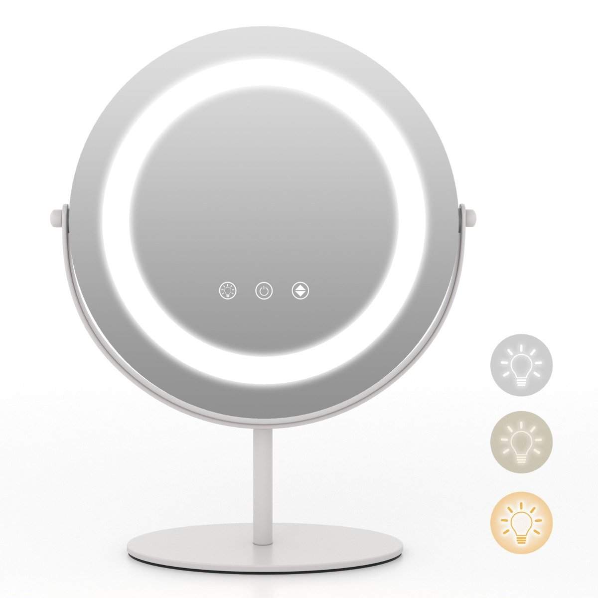 Sminkspegel med 25 cm diameter & belysning 3-färgs dimbar LED-spegel vit | Sport & Fritid - Friluftsliv & Camping - Belysning | Pryloteket